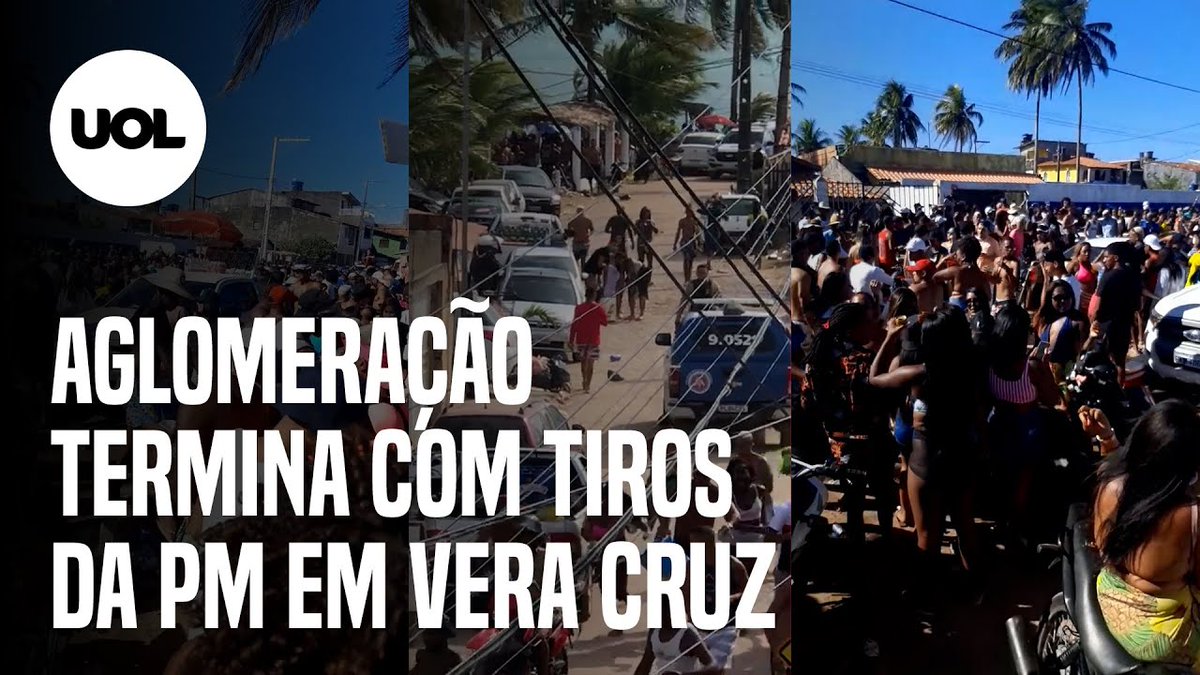 PM faz disparos para dispersar multidão em festa na Bahia  Evento na cidade de Vera Cruz (BA), localizada na Ilha de Itaparica, reuniu multidão em meio à pandemia do novo coronavírus. Polícia Militar (PM) efetuou disparos para dispersar aglomeração   pandemia bahia covid